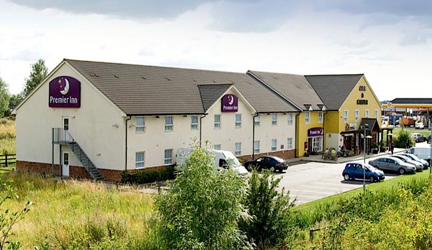 Exterior of Premier Inn Goole showing car park